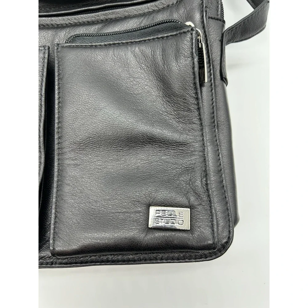 Pelle Studio Wilsons Black Leather Crossbody Bag Organizer Messenger Travel